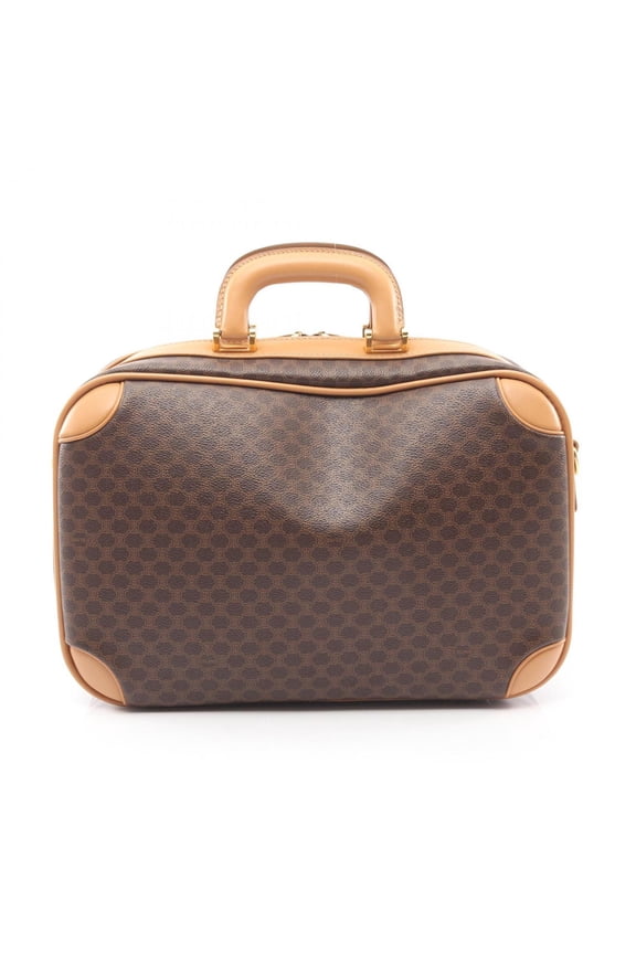 Pre-Owned Celine Macadam Briefcase Handbag, Coated Canvas Leather, Men's, Brown/Beige