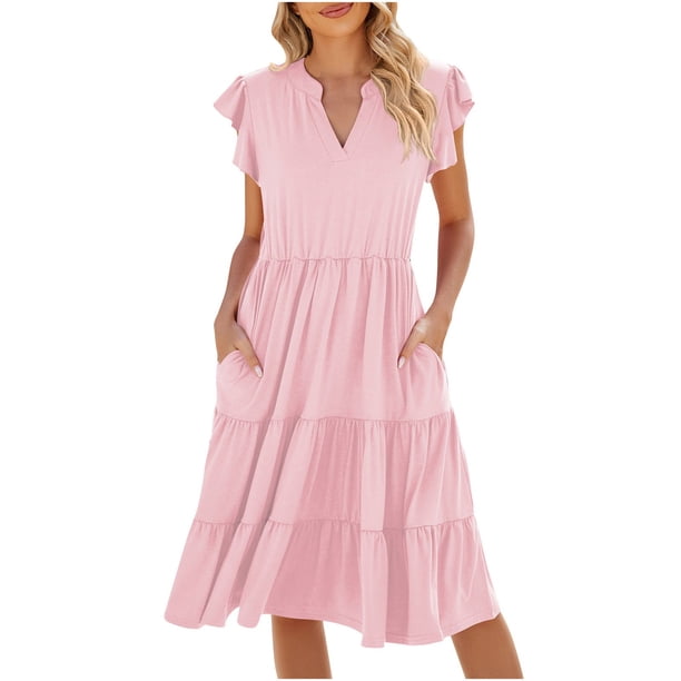 Sexy Vestidos Cortos de Verano para las Mujeres 2025 sin Mangas Plisado Mini Vestido de Sol, Corbata Frontal con Bolsillo