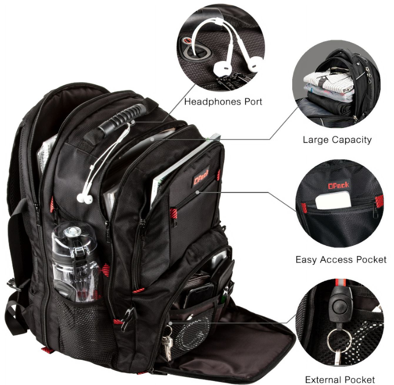 OPACK OP8017 Extra Large Backpack,TSA Friendly Durable Travel Backpack