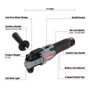 Hyper Tough 12V Max Lithium-Ion Brushless Oscillating Multi-Tool with 1.5Ah Battery and Charger