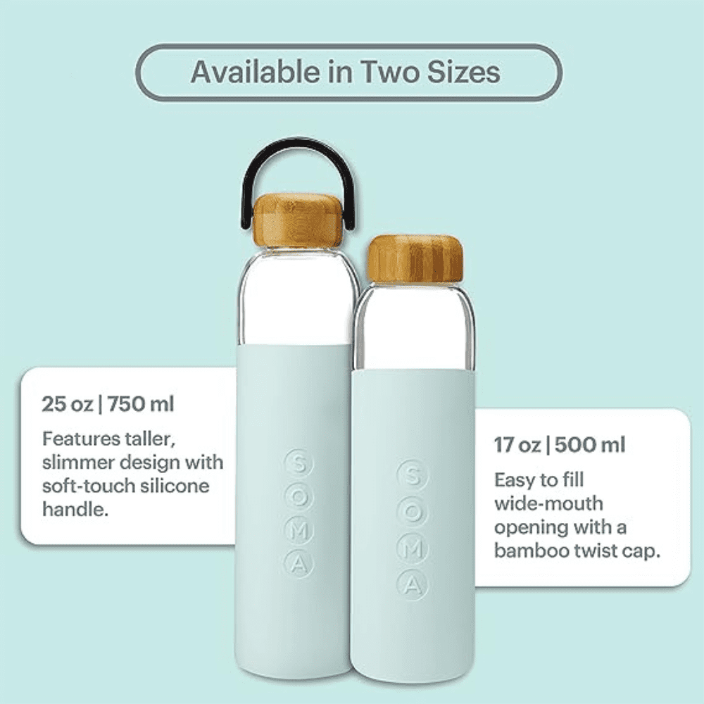 Soma 17 oz Glass Water Bottle with Silicone Sleeve - Gray
