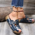 thumbnail image 6 of Womens Flat Sandals- Casual Open Toe Hollow Summer Slide Sandals #148 Blue, 6 of 6