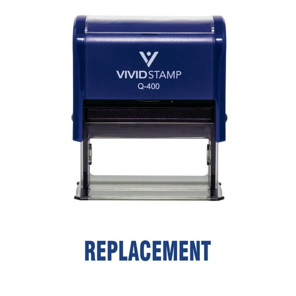 Vivid Stamp Replacement Office Self Inking Rubber Stamp (Blue Ink) - X-Large