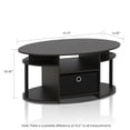 thumbnail image 3 of Furinno Jaya Oval Modern Brown Coffee Table with Side Shelves and Storage Bin, Side Table with Shelf, for Living Room, Bedroom, Home Office, Black Walnut, 3 of 6