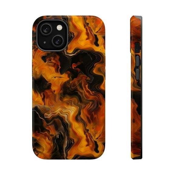 Protective iPhone Case Marble Tortoise Shell Phone Case Boho Slim Cover IP13/14 Magnetic MagSafe Compatible