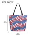thumbnail image 5 of Open Top Canvas Tote Bag with Zipper Reusable Shopping Bag 13.5x15" Roomy Carryall Flags Wave Pattern, 5 of 9
