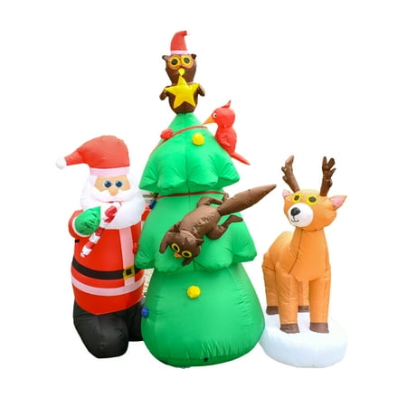 Christmas With Friends ALEKO CHID016 Inflatable LED Santa and Friends Christmas Tree Decor Committee with UL Certified Blower - 7 Foot ()