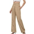thumbnail image 2 of Tbopshirt Pants for Women Plus Size Women's Spring and Autumn Solid Color Versatile Straight Tube High Waisted Commuting Suit Pants Wide Leg Pants Loose Causal Pants, 2 of 5