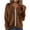 Brown, variant on Womens Zip Up Jacket Cardigan Fall Casual Outwear Cable Knit Long Sleeve Solid Hoodless Bomber Coat with Pockets (S, Brown)