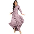 thumbnail image 4 of KOH KOH Long Sleeve Modest Fall Winter Elegant Evening Flowy Empire Waist Full Floor Length Cocktail Formal Tall Pleated Maxi Dress Gown Abaya For Women Dusty Pastel Pink XX-Large US 18-20 NT009, 4 of 7