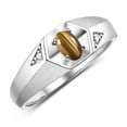 thumbnail image 4 of Rylos  Sterling Silver Classic 6X4MM Oval Tiger Eye & Diamond Ring - Birthstone Jewelry for Men -Size 11, 4 of 8