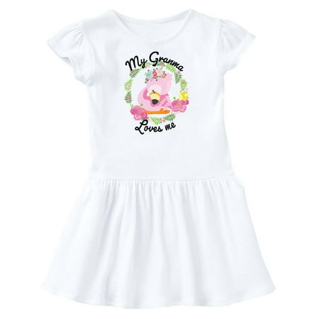 

Inktastic Baby Flamingo My Granma Loves Me with Flower Wreath Gift Toddler Girl Dress