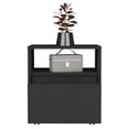 thumbnail image 4 of Cterwk Wood Beside Table with Wheels and 1 Open Shelf, 1 Drawer Nightstand for Home, Bedroom, Black, 4 of 7