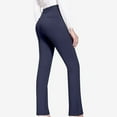 thumbnail image 5 of Frostluinai Flare Leggings for Women Long Straight Suit High Elastic Waisted Business Work Leggings Slim Fit Solid Color Comfy Length Pants with Pockets, 5 of 8