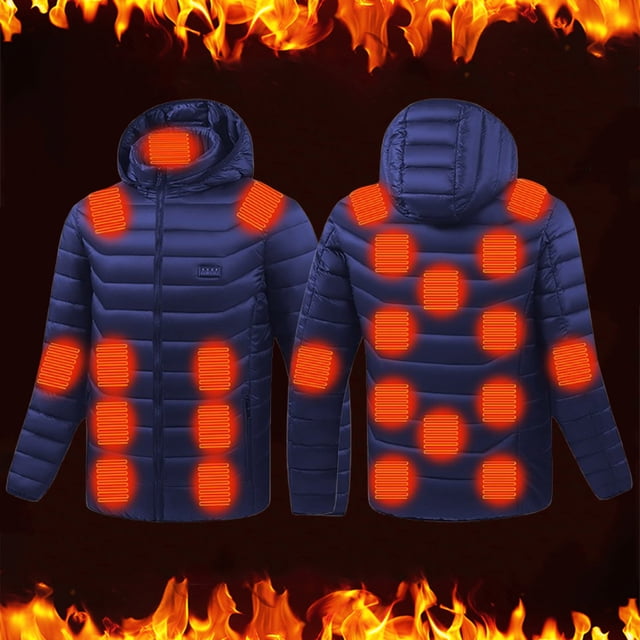 Pisexur Heated Jacket for Men with 4 Heating Levels 25 Heating Zones USB Rechargeable Heated Coats Fashion Solid Color Zipper Winter Jackets Thermal Heating Jacket Battery Not Included