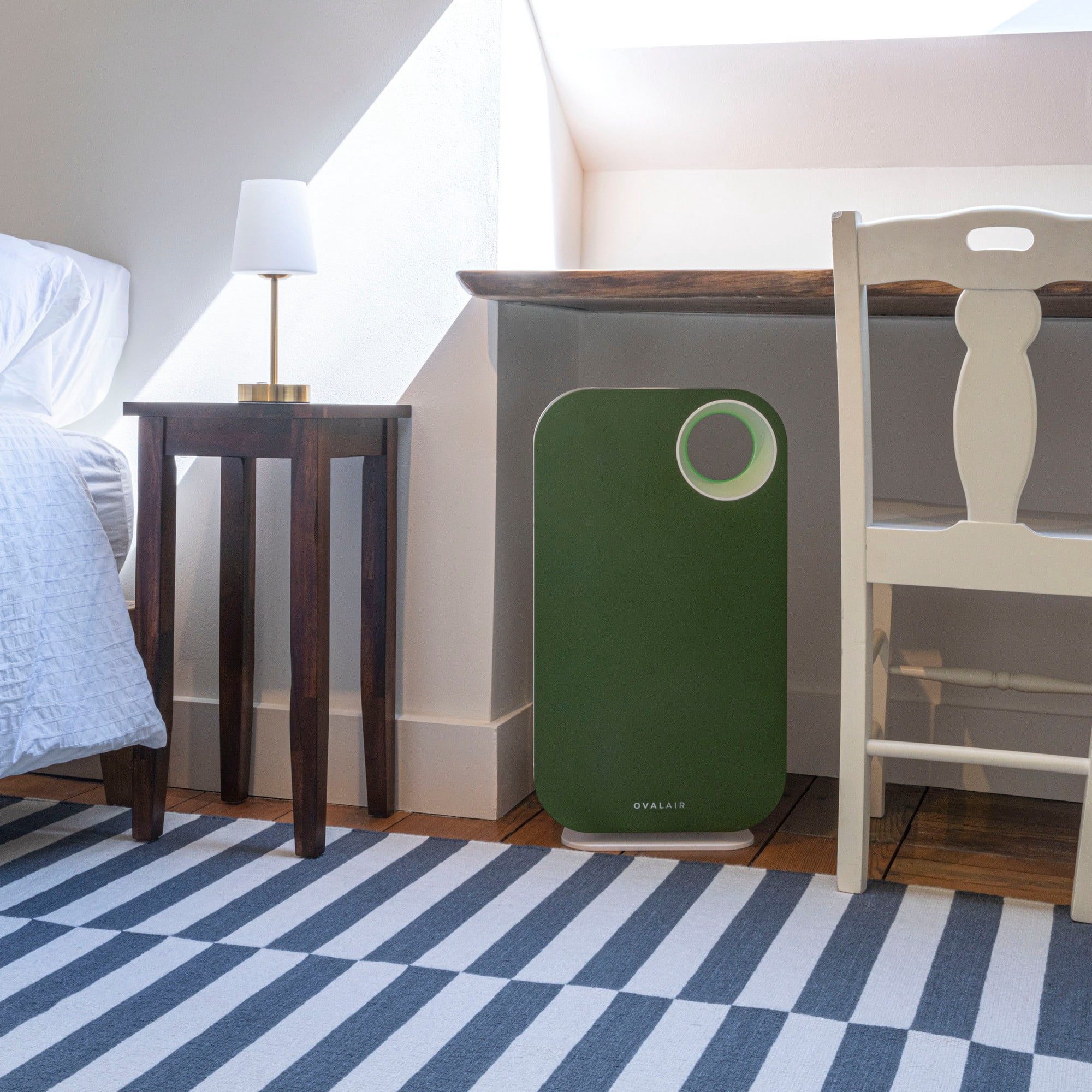 OVAL AIR 3-Stage H13 True HEPA 5-in-1 Air Purifier for Rooms up to 600 sq. ft. reduces Allergies, Asthma, Pets, Odor, Smoke, Cypress Creek Green, AIR1000E
