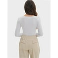 thumbnail image 2 of Womens Long Sleeve Scoop Neck Ribbed Knit Fitted Casual Tops Tee Slim Basic Shirts, 2 of 6