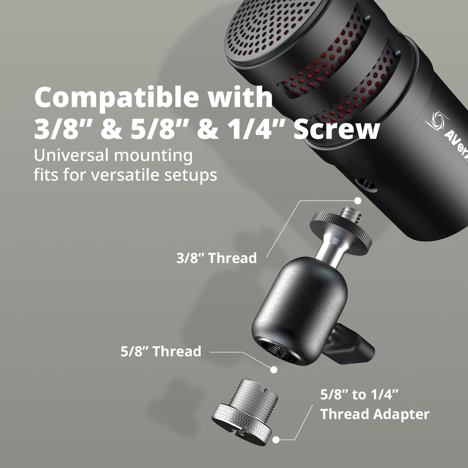 VERSATIgo AM310G2 USB Microphone for Streaming, Podcasting, Gaming with Cardioid Polar Pattern, Tripod Stand, Headphone Output, Mute Button, All Metal Design