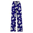 thumbnail image 4 of WFJCJPAF 2024 New Product 锛?Capri Pants for Women with Pockets,Women's Fashionable Striped Printed Drawstring Wide Leg Pants - Blue S, 4 of 4