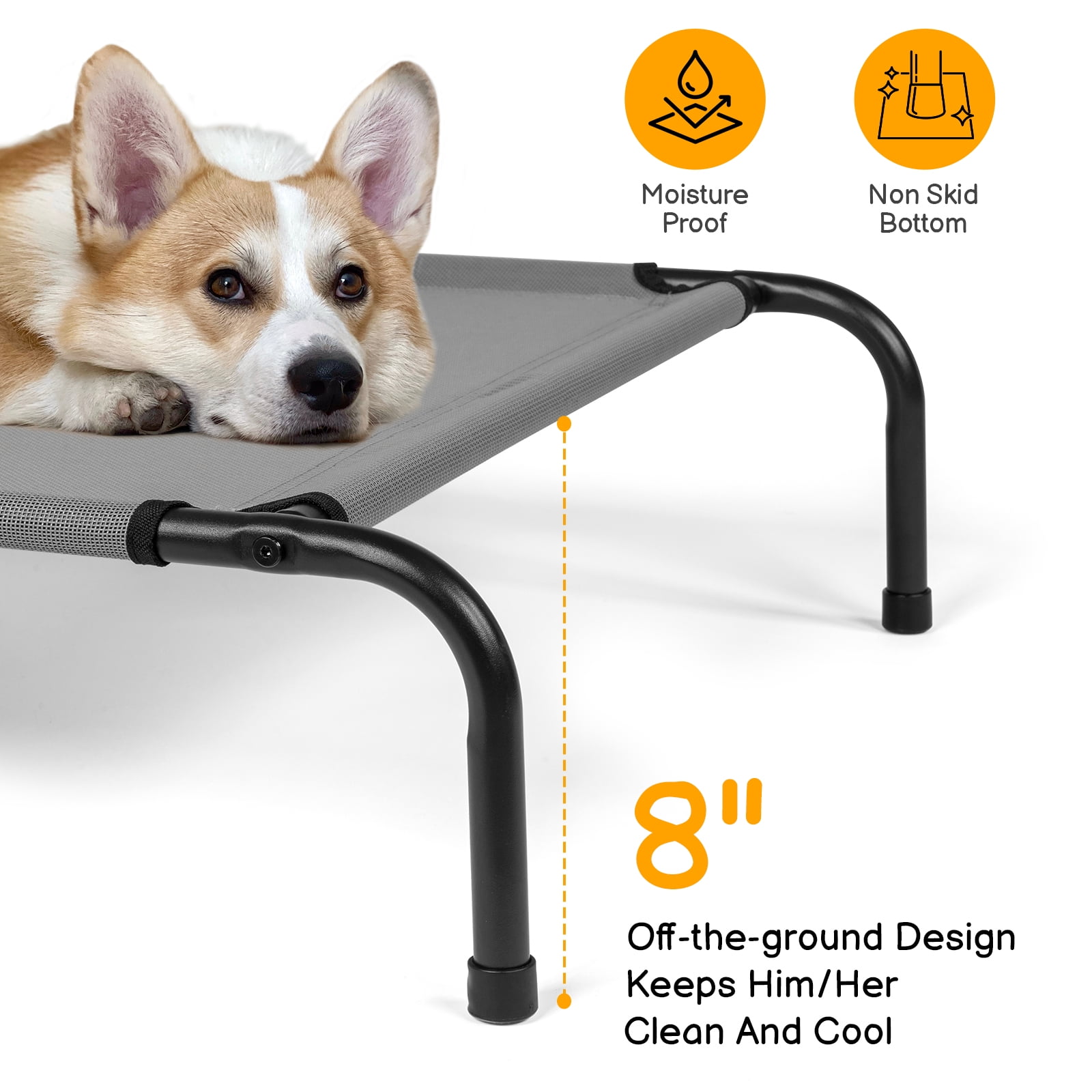 Ktaxon 43"D x 26"W  Dogs Pets, Outdoor Elevated Dog Bed Fits Up to 150 lbs, Washable Camping Dog Cot, Chew Proof Pet Bed with Breathable Mes