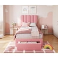 thumbnail image 2 of Garvee Twin Bed Frame with Storage Drawer and Headboard – Boucle Upholstered Platform Bed for Girls, Strong Wooden Slats Support, Noise-Free, Easy Assembly, Boucle Pink, 2 of 5