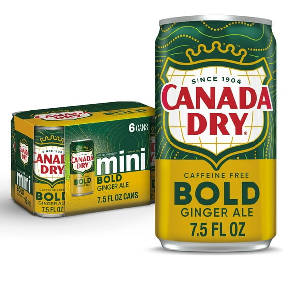 Canada Dry Caffeine Free Bold Ginger Ale Soda Pop, 7.5 fl oz, 6 Pack Cans