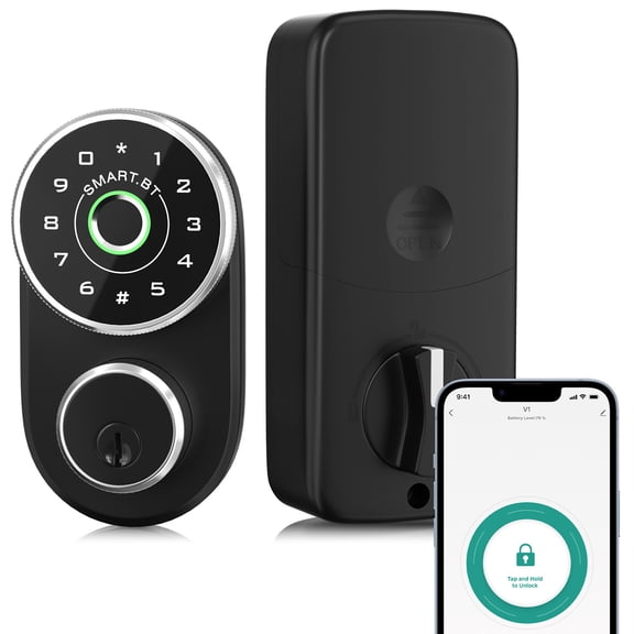 FITNATE Smart Fingerprint Door Knob with Keypad App Control 4-in-1 Keyless Entry Biometric Lock for Bedroom Office Rental Use