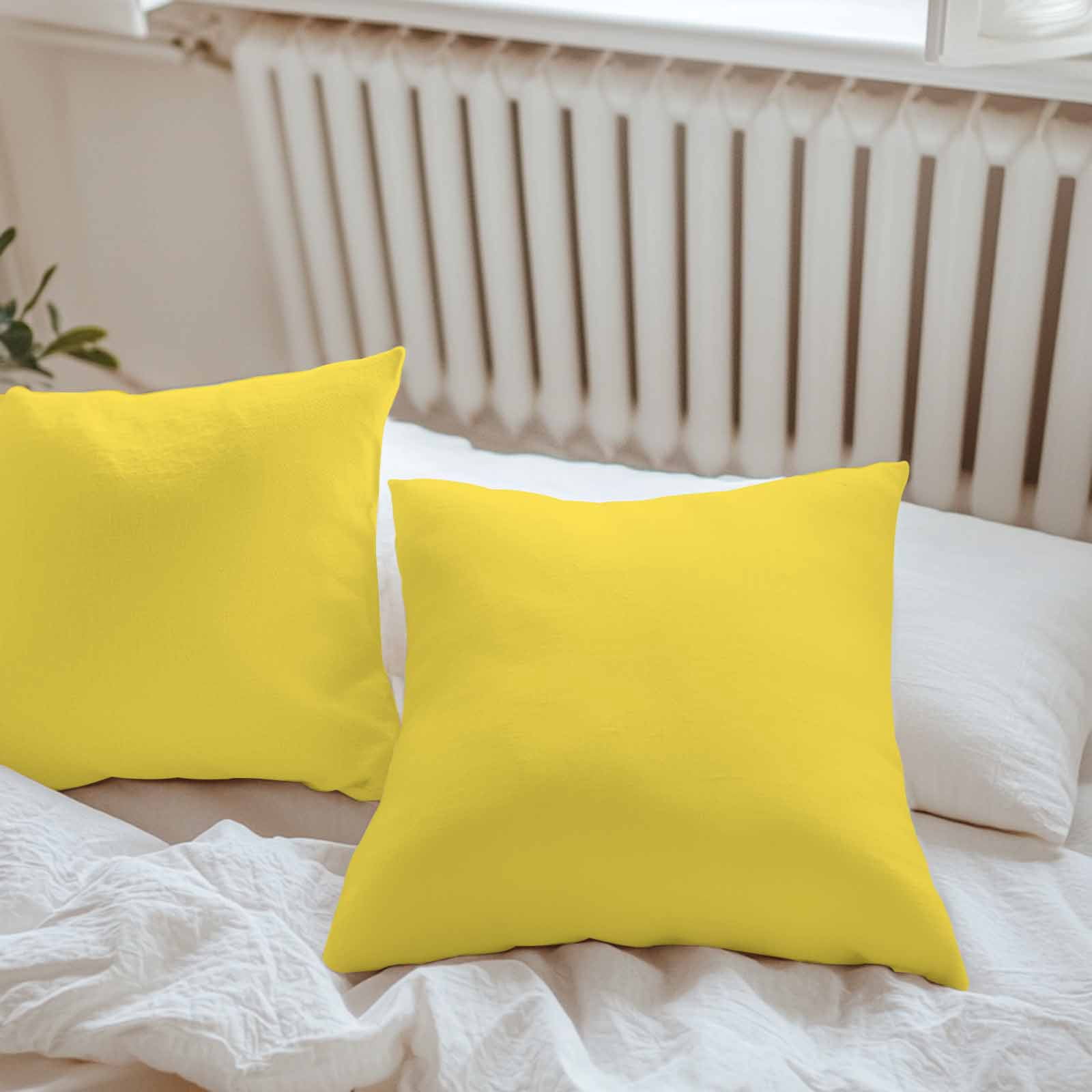 Lemon Yellow Throw Pillow Covers 16x16 Inch Set of 2, Farmhouse Solid Yellow Color Modern Art Waterproof Outdoor Pillow Covers, Decorative Cushion Pillowcases for Couch, Sofa, Bed, Garden, Patio