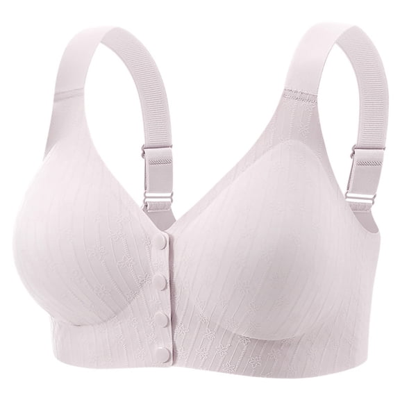 Fmbrln Womens Bras Plus Size Front Closure Wireless Bras Push Up Fixed Cup Seamless Comfy Adjustable Straps Everyday Bras for Women Purple L