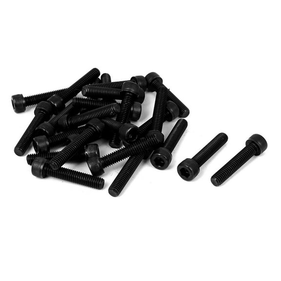 Unique Bargains M6 x 30mm Full Thread Carbon Steel Hex Socket Cap Head Screws Bolts Black 25 Pcs