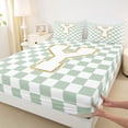 thumbnail image 4 of Feelyou Glitter Print Letter Y Bed Sheets for Girls, Buffalo Checkered King Sheets for Bedroom, Green, 4-Piece, 4 of 5