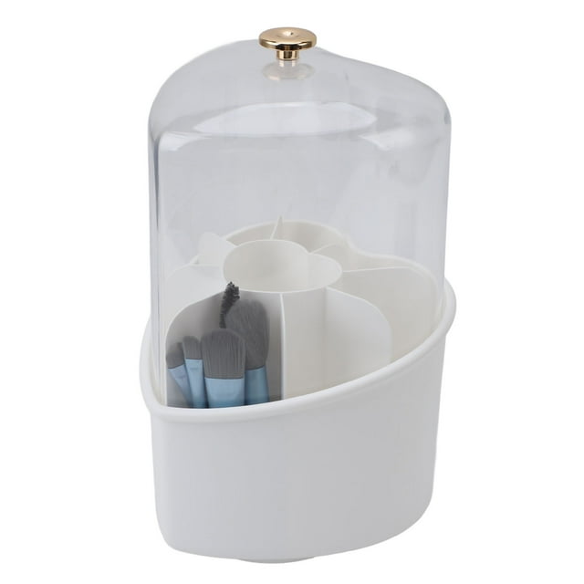 Organizador de Maquillaje Giratorio Con Kit de 8 Brochas de Maquillaje, 8 + 1 Ranuras, Soporte para Brochas de Maquillaje en forma de Corazón con tapa Transparente para tocador