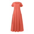 thumbnail image 4 of JUNWELL Caftan Ample Robe Longue pour Femmes Grande Taille Robe en Lin Été Décontractée Sans Manches Col Ras du Cou Poches Robe Maxi, 4 of 6