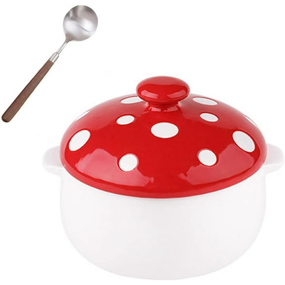 Mushroom Cooking Pot Set Whimsical Ceramic Cookware Cute Cottagecore Utensils Little Brie Pot Sturdy and Well-Made Doubie Handles Counter Decor Christmas Gift for Family, Friend