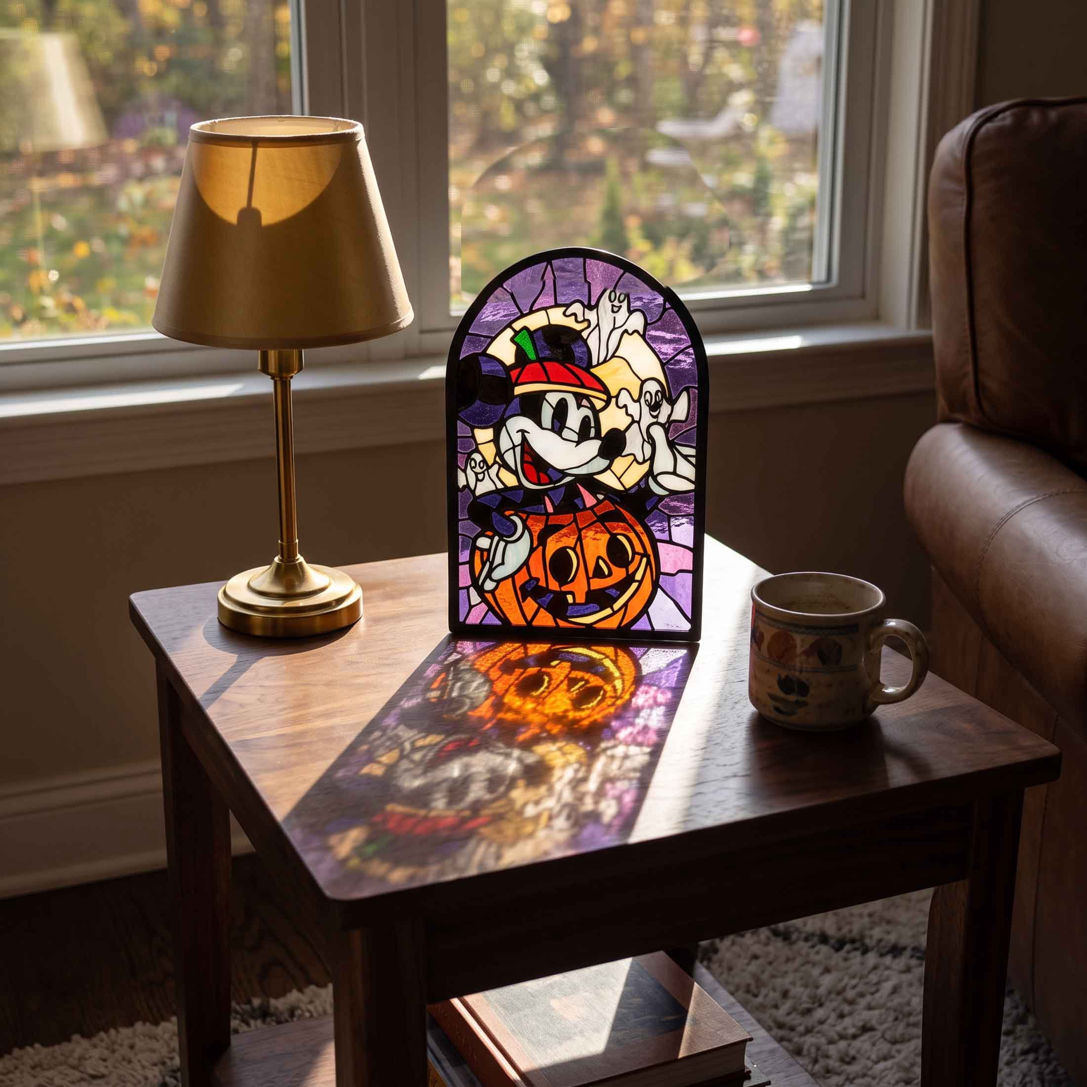Disney Outdoor Decor Stained Glass-Style Mickey Halloween Wall Art