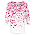 thumbnail image 4 of Fartey Valentine's Blouses for Women Plus Size Cute Heart Graphic 3/4 Sleeve Tees Dressy Casual Crew Neck Tunic Tops Slim Fit Holiday T Shirts S-5XL, 4 of 5