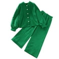 thumbnail image 1 of Odeerbi 8-12 Años Niños Niñas Algodón Conjuntos Camisa Manga Larga Pantalones Pierna Ancha Conjunto Primavera Solapa Camisa Pantalones Dos Piezas Conjunto, 1 of 9