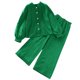thumbnail image 1 of Odeerbi 8-12 Años Niños Niñas Algodón Conjuntos Camisa Manga Larga Pantalones Pierna Ancha Conjunto Primavera Solapa Camisa Pantalones Dos Piezas Conjunto, 1 of 9