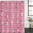 thumbnail image 3 of Shower Curtain Bathroom Set Cute Cartoon Pig Pink Buffalo Plaid Waterproof Fabric Shower Curtains with Grommets&Hooks, Happy Children's Day Privacy Bath Curtain for Bathtub 48x72in, 3 of 9