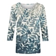thumbnail image 3 of Ichuanyi Women's Spring Fashion Plants Printed Mid-length 3/4 Sleeves T-shirt Blouse O-Neck Casual Tunic Tops, 3 of 4