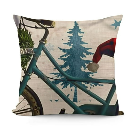 YINGXI Blue Bicycle with Cotton Linen Throw Waist Pillow Case Decorative Cushion Cover Winter Outdoor Decor Pillows for Sofa Couch Pillowcases 12x12in