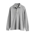 thumbnail image 4 of LTTVQM Mens Waffle Knit Polo Shirt Spring Winter Long Sleeve Business Casual Work Golf Collar Shirt Gray M, 4 of 7