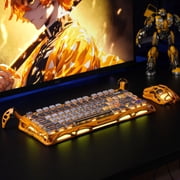 GravaStar Mercury K1 Pro 75% Wireless Mechanical Keyboard, Gasket Mount, 8000mAh Battery, Kailh Speedy Mint Linear Switches, Dual RGB - Worn Yellow