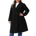 thumbnail image 4 of Agnes Orinda Women's Plus Size Peacoat Overcoat Notch Big Lapel Double Breasted Mid-Long Trench Coat 4X Black, 4 of 6