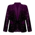 thumbnail image 4 of Xingpeng Flannel Blazer with Sequin Lapel Women's Jacket Fall Winter Casual Long Sleeve Unique Work Office 2026 Purple XXL, 4 of 6
