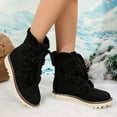 thumbnail image 6 of Xiaoxatg Women's Mid-Calf Boots Fashionable Winter Lace Up Solid Color Lined Comfortable and Warm Walking Footwear for Women 7.5 Black, 6 of 9