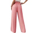 thumbnail image 3 of Women'S High Waist Slim Fit Draped Casual Tie Front Wide Leg Pants Pink XXL, 3 of 9
