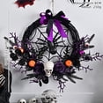 thumbnail image 3 of Kezqiaxn Halloween Wreath Clearance! Artificial Wreaths Skeleton Christmas Ball Haunted House Horror Party Decoration Door Hanging Purple Wreath, 3 of 5