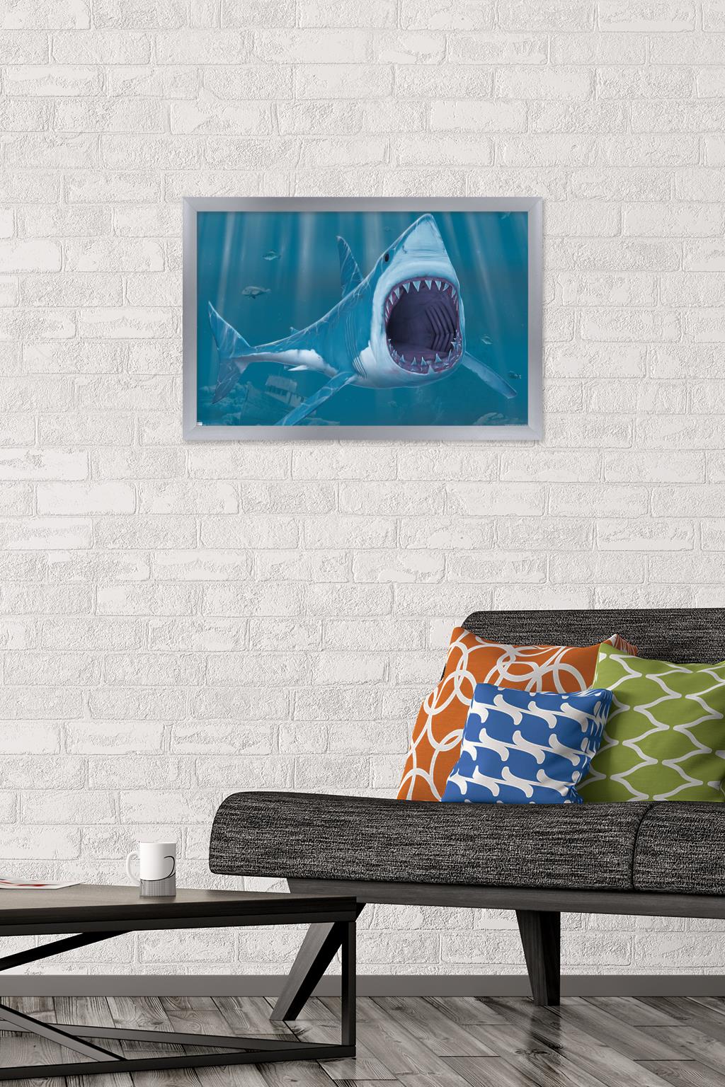 Vincent Hie - Shark Bite Wall Poster, 14.725" x 22.375", Framed