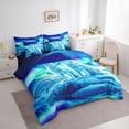 thumbnail image 3 of jejeloiu Jungle Wildlife Wolf 7-Piece Bedding Comforter Set,Watercolor Aurora King Bedding Sets For Boys Teens Reversible, 3 of 8